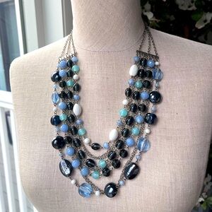 Vintage Tiered Beaded Necklace, adj approx 21”-24”